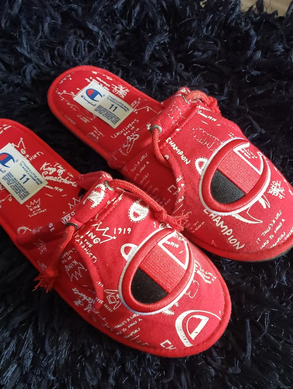Champion Mens Red Graphic Slide Slippers Brand New No Tag